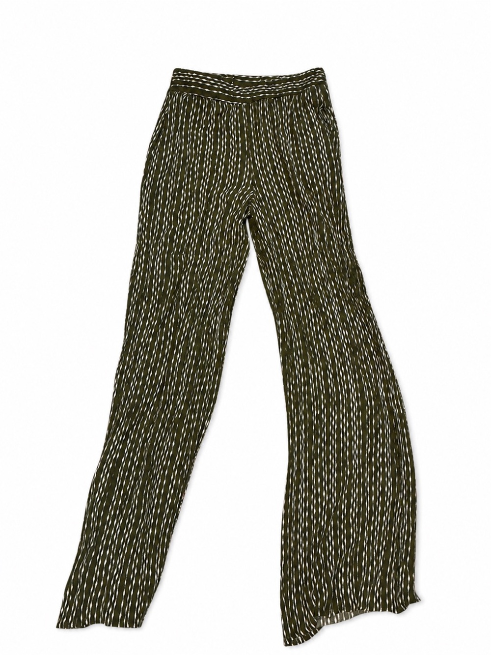 Windsor Olive Green and White Wide-Leg Pants